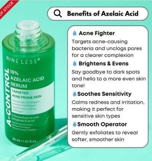 NINELESS - A-Control 10% Azelaic Acid Serum , 30ml
