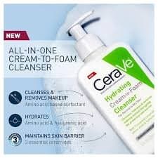 CeraVe Hydrating Cream-to-Foam Cleanser for Normal to Dry Skin, 355ml